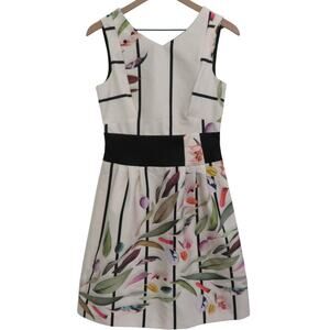 BiancoGhiaccio Dress Womens Sz 42 Cream Floral Sleeveless Fit & Flare Dress